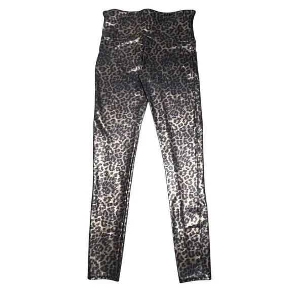 SPANX Faux Leather Shiny High Rise Animal Print Cheetah Leopard Leggings Large‎ - Picture 2 of 5